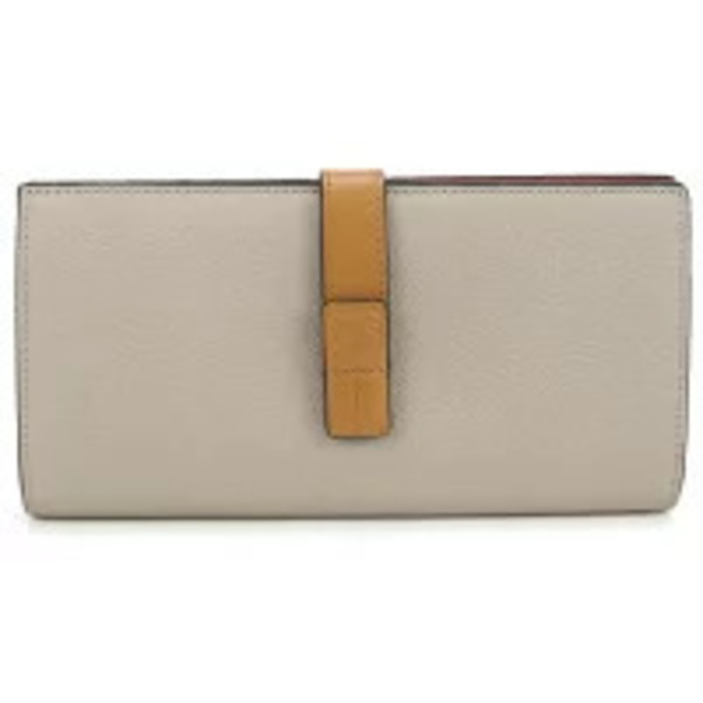 Loewe Long Wallet Bi fold Vertical Beige Cream